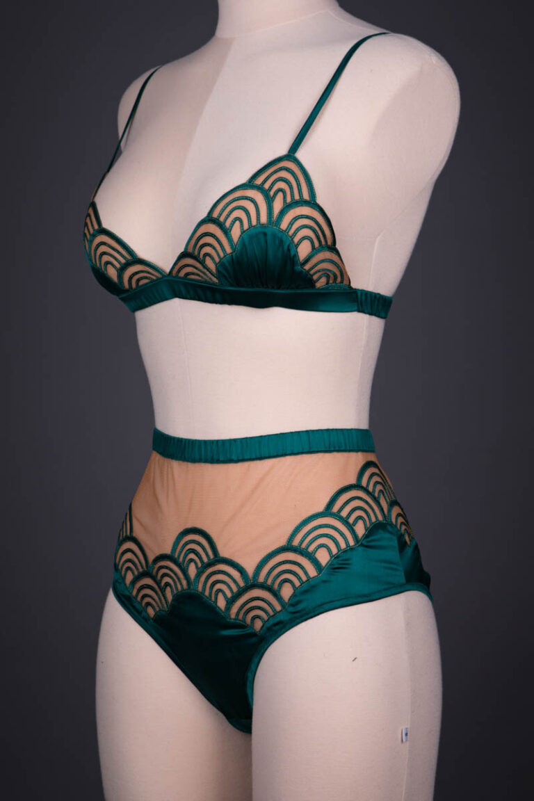 Sirens Green Silk Tulle Lingerie Set By Pillowbook The