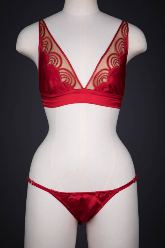 Sirens Red Silk Tulle Dudou Lingerie Set By Pillowbook The