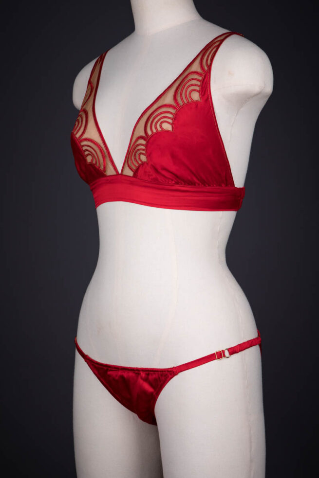 Sirens Red Silk Tulle Dudou Lingerie Set By Pillowbook The