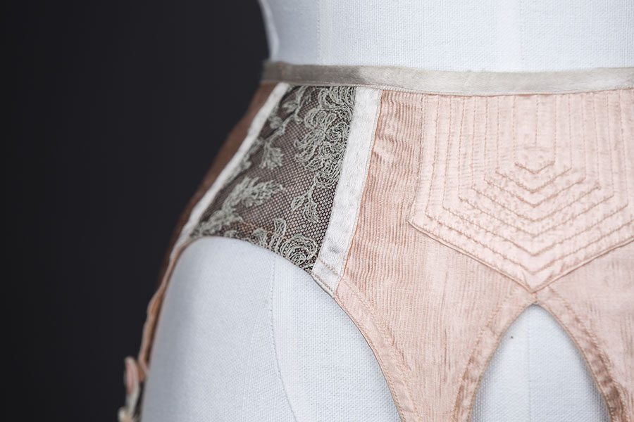 1940s quilted suspender belt, The Underpinnings Museum. Photography by Tigz Rice Studios