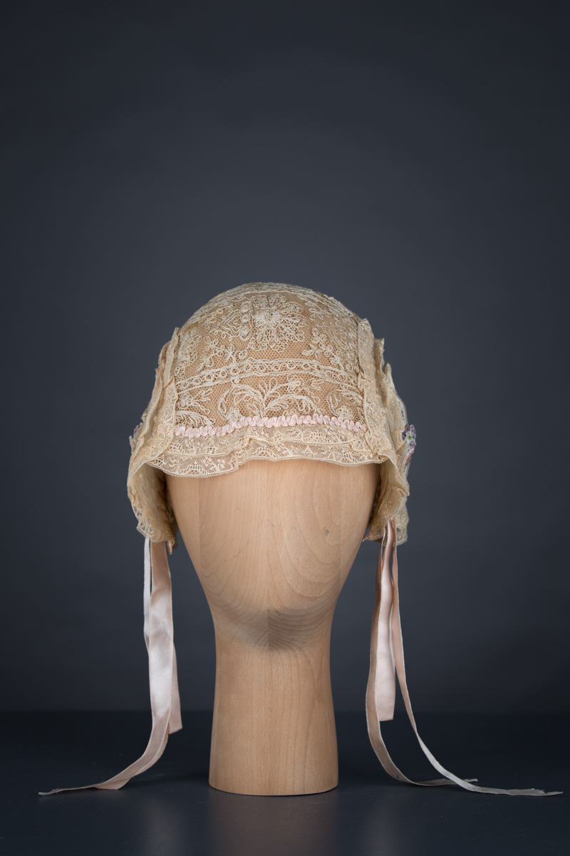 Lace ruffle boudoir cap, c.1920s, USA. The Underpinnings Museum. Photography by Tigz Rice