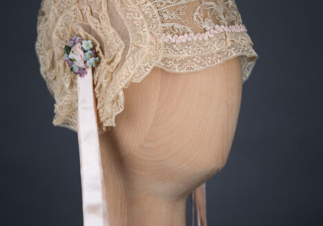 Lace ruffle boudoir cap, c.1920s, USA. The Underpinnings Museum. Photography by Tigz Rice