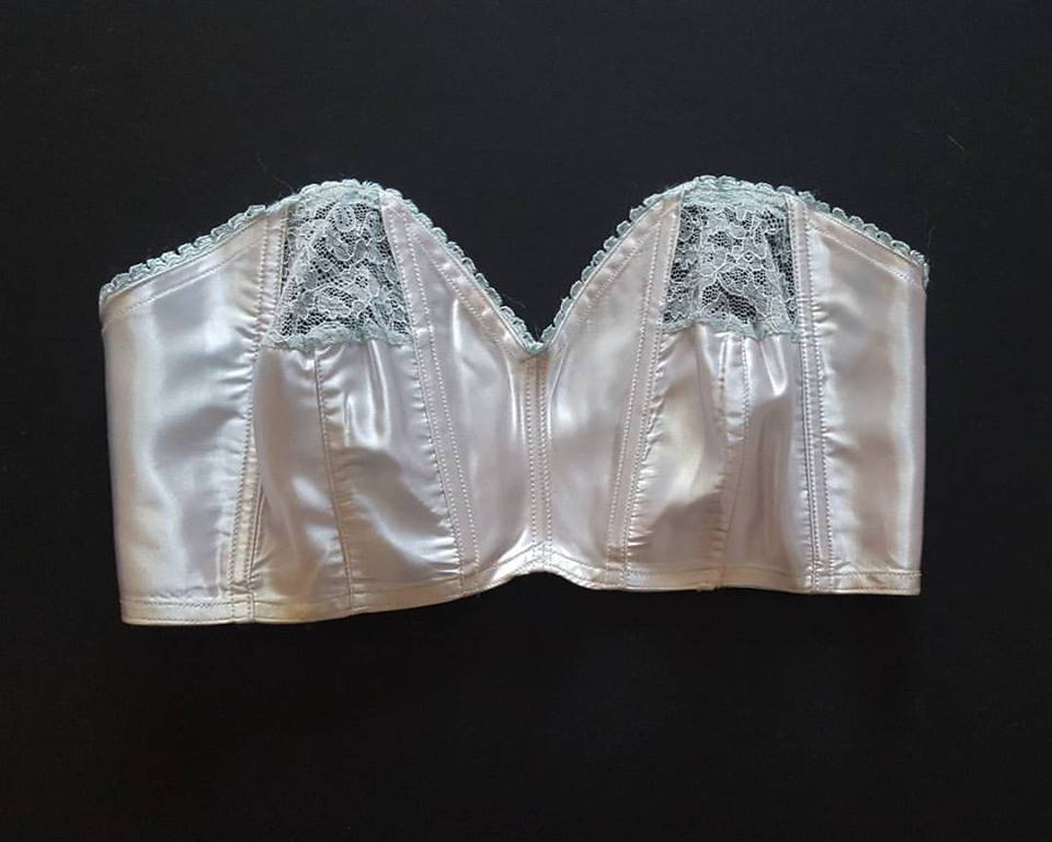 1950s St Michael/Marks & Spencers cathedral boned strapless bra. From The Underpinnings Museum collection