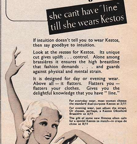 Kestos Bra 'Line' Advertisement, circa 1930s, The Underpinnings Museum
