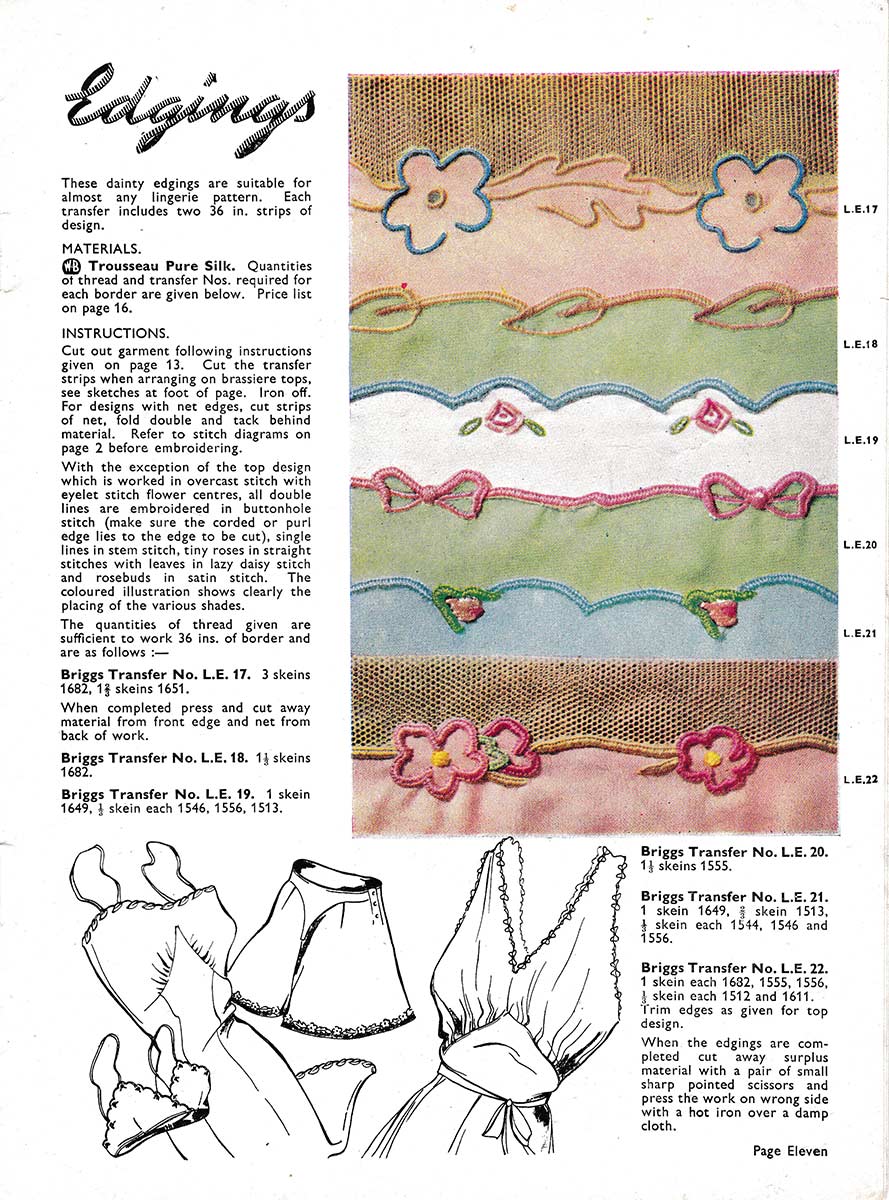 Lingerie Embroidery Designs Catalogue by Briggs Transfers - The Underpinnings Museum