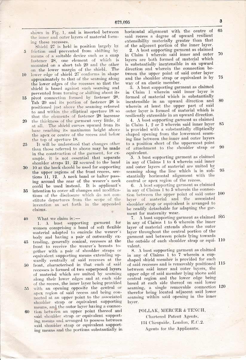 Brassiere US Patent no. 236,237 by Waldemar Kops. The Underpinnings Museum