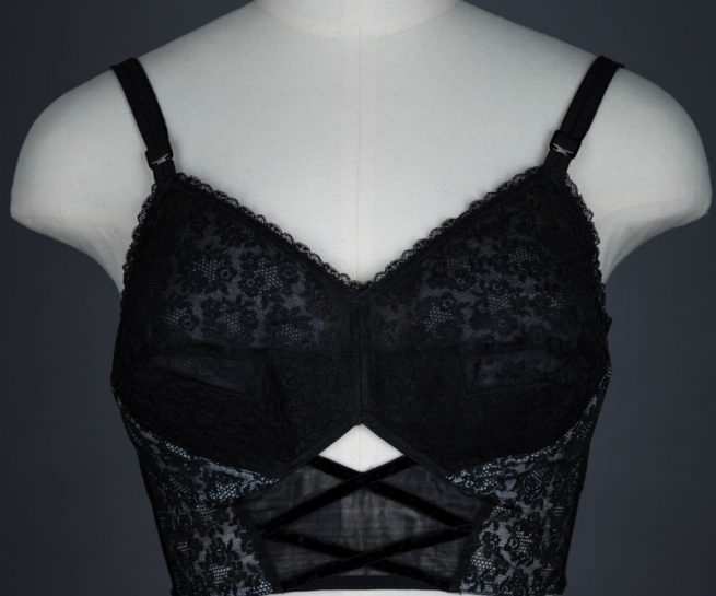 Lace And Velvet Trim Longline Bra By Christian Dior, c. 1950s The Underpinnings Museum shot by Tigz Rice Studios 2017