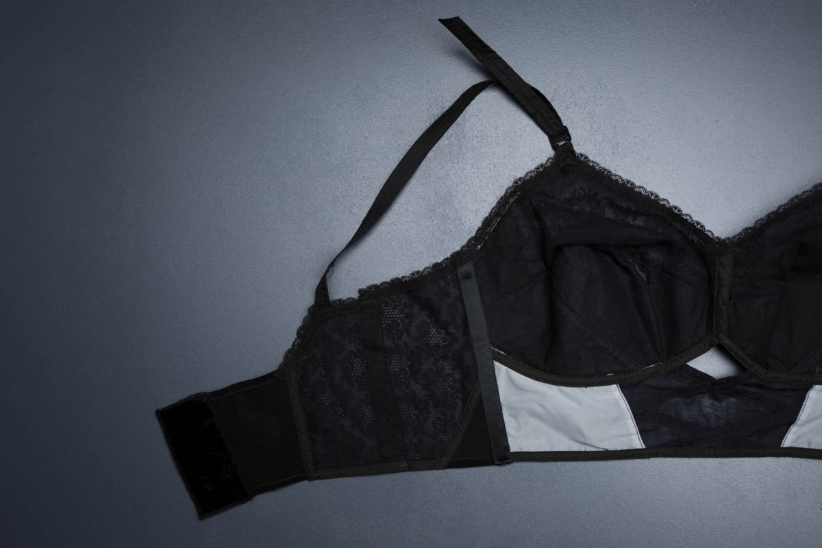 Lace And Velvet Trim Longline Bra By Christian Dior, c. 1950s The Underpinnings Museum shot by Tigz Rice Studios 2017