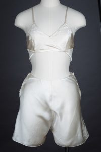 Embroidered Silk Kestos Style Bra & Tap Pant Set, c. early 1930s The Underpinnings Museum shot by Tigz Rice Studios 2017