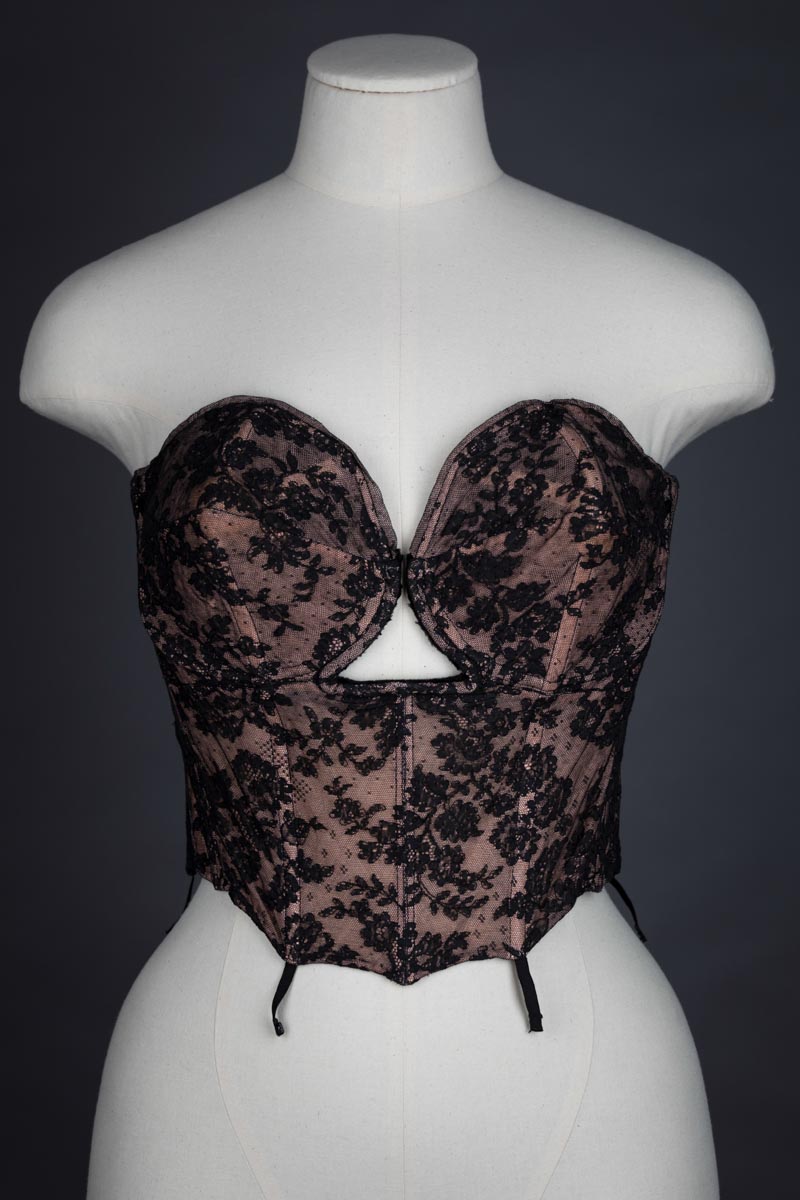 Strapless black lace structured bra by Cadolle, c. 1950s The Underpinnings Museum shot by Tigz Rice Studios 2017