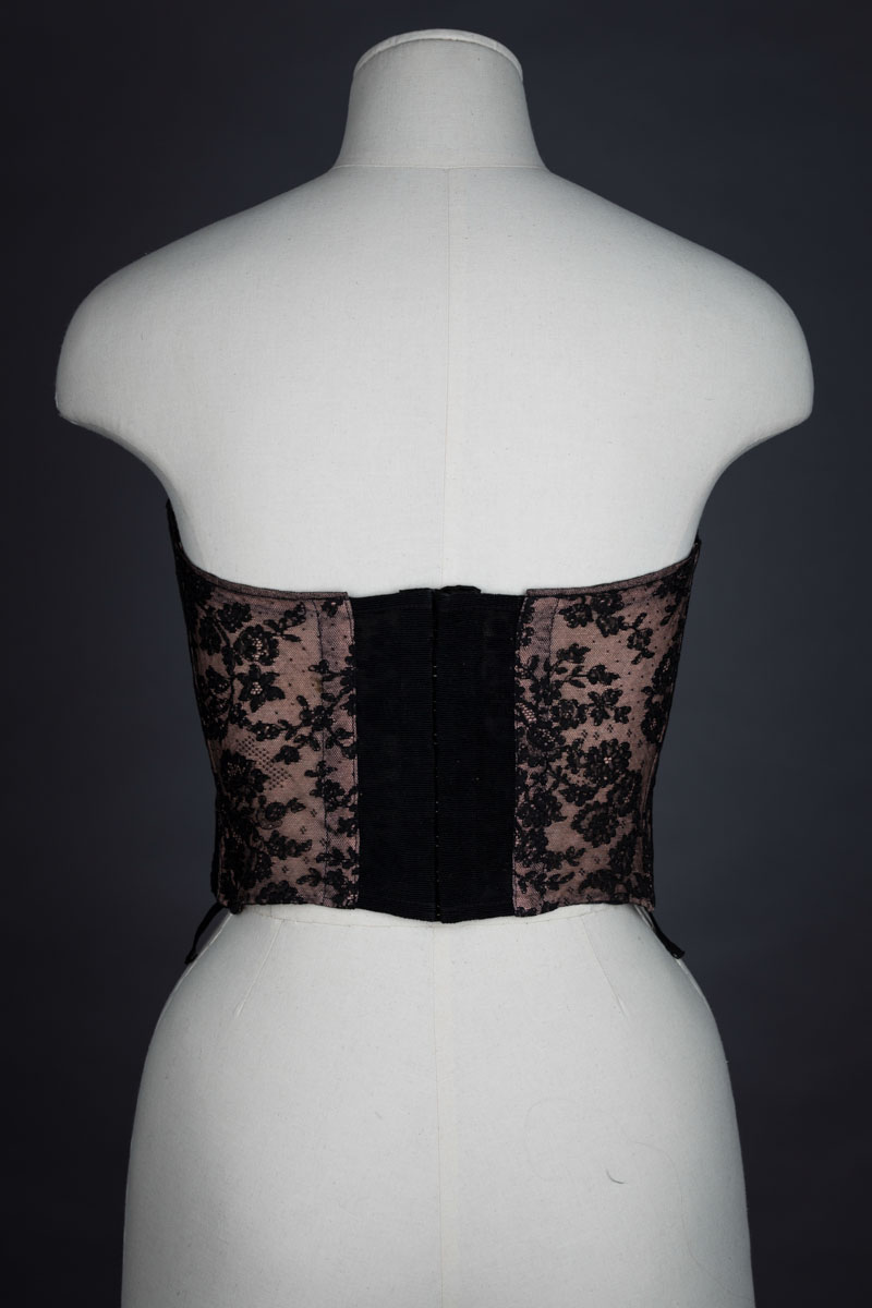 Strapless black lace structured bra by Cadolle, c. 1950s The Underpinnings Museum shot by Tigz Rice Studios 2017