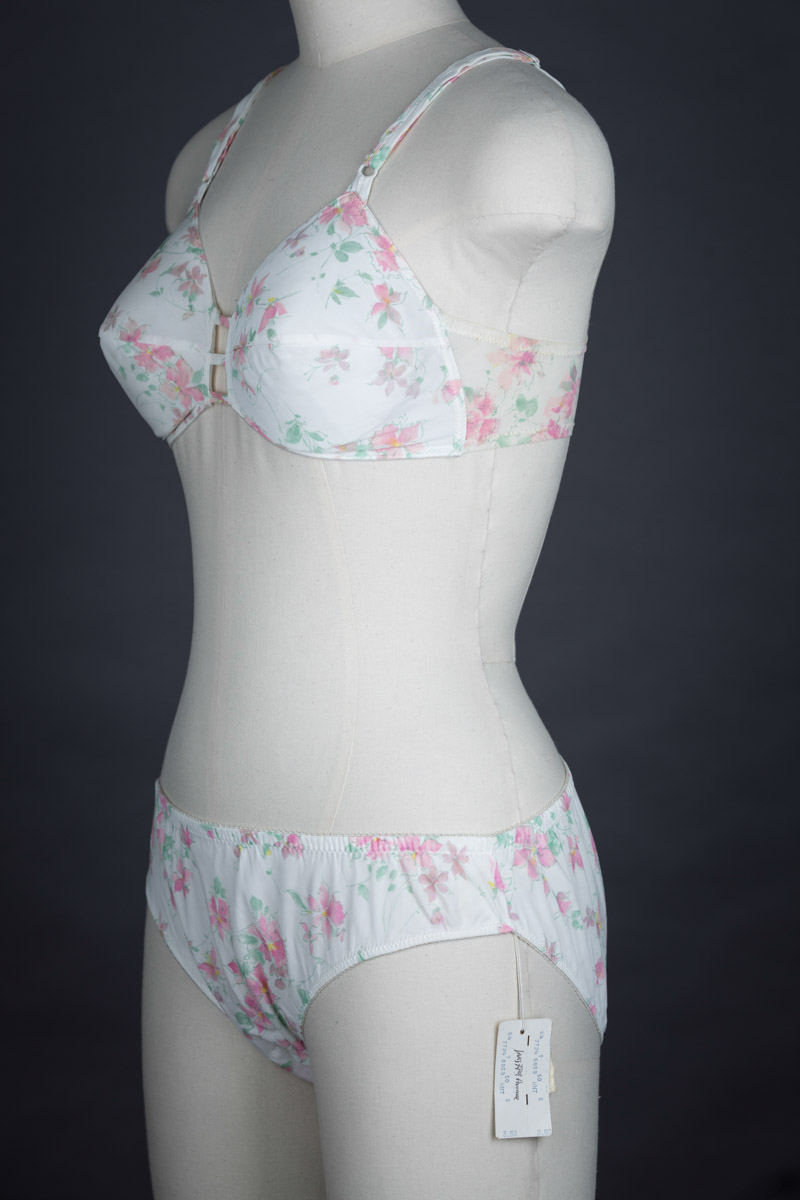 Floral Printed Nylon Bra & Knicker Set By Saks Fifth Avenue, c. 1960s The Underpinnings Museum shot by Tigz Rice Studios 2017