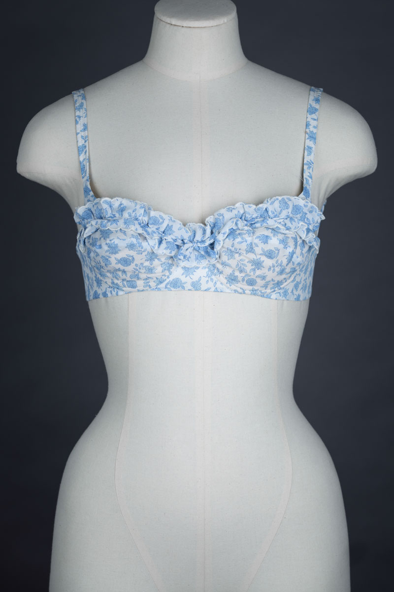 Floral Ruffled Terylene Bra By St Michael, c. 1960s The Underpinnings Museum shot by Tigz Rice Studios 2017