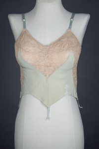 Low back silk and lace bra by Cadolle, c. 1930s The Underpinnings Museum shot by Tigz Rice Studios 2017