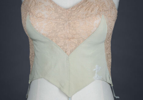 Low back silk and lace bra by Cadolle, c. 1930s The Underpinnings Museum shot by Tigz Rice Studios 2017