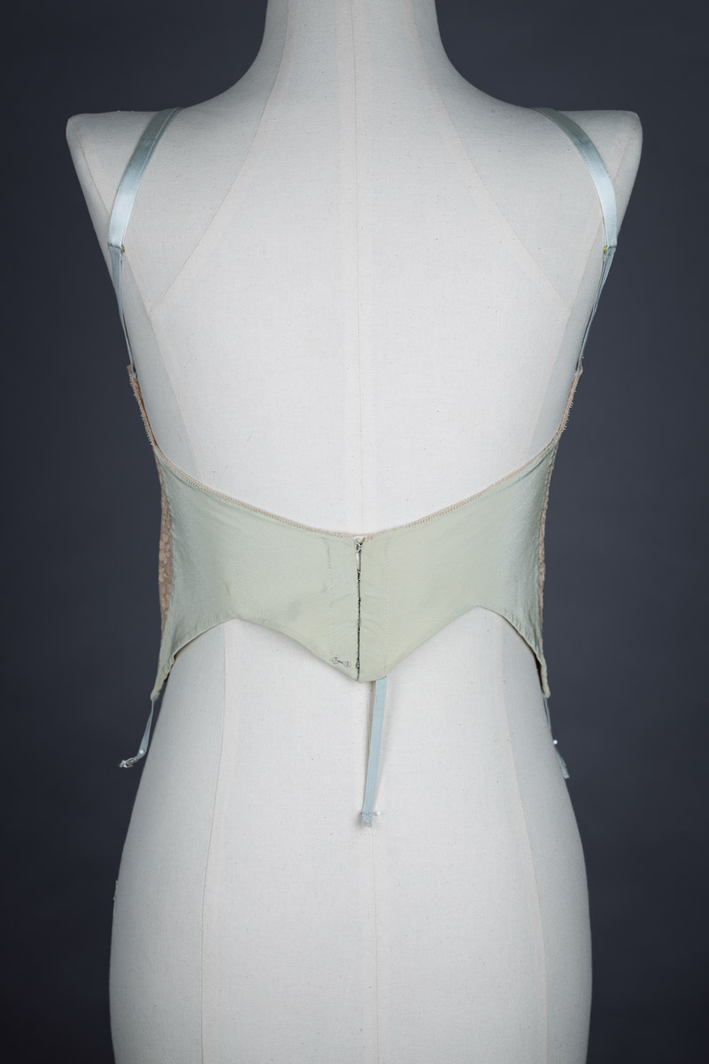 Low back silk and lace bra by Cadolle, c. 1930s The Underpinnings Museum shot by Tigz Rice Studios 2017