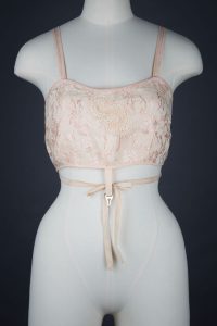 Floral jacquard wraparound bandeau bra, c. 1920s The Underpinnings Museum shot by Tigz Rice Studios 2017