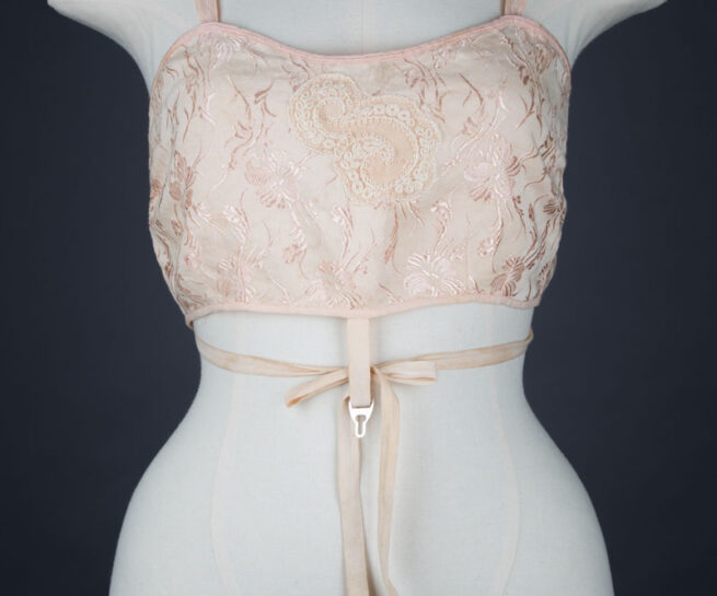 Floral jacquard wraparound bandeau bra, c. 1920s The Underpinnings Museum shot by Tigz Rice Studios 2017