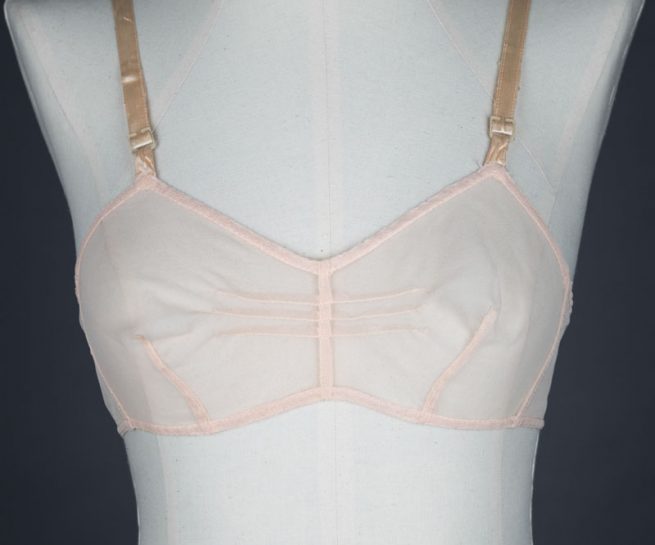 Darted nylon tulle bra, c. 1940s The Underpinnings Museum shot by Tigz Rice Studios 2017