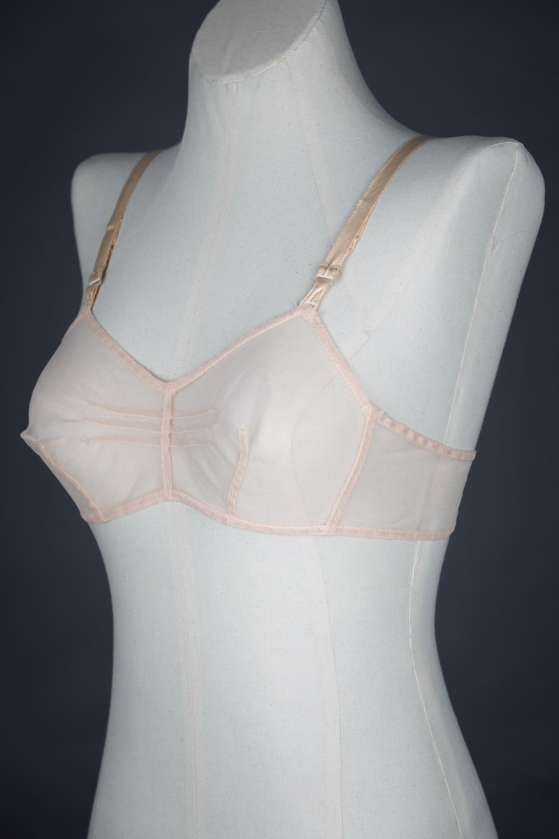 Darted nylon tulle bra, c. 1940s The Underpinnings Museum shot by Tigz Rice Studios 2017