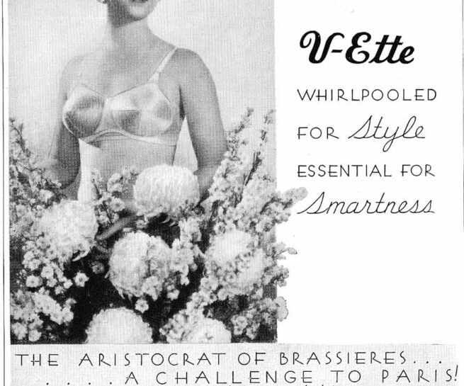 Hollywood Maxwell 'V-Ette' Whirlpool Stitch Bra Advert, c. 1935, USA, The Underpinnings Museum