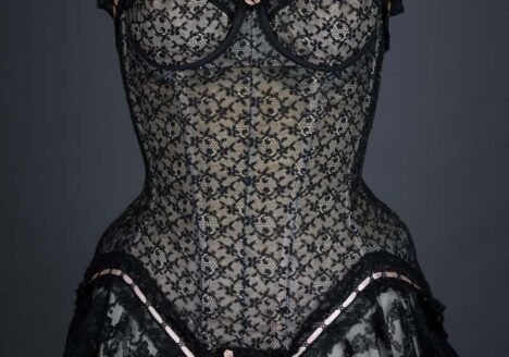 Lace flounce and ribbon slot corselet by Simone Pérèle, c.1950s. The Underpinnings Museum shot by Tigz Rice Studios 2017