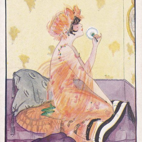'The Finishing Touch' Boudoir Postcard By The Photochrom Co., c. 1920s, The Underpinnings Museum collection