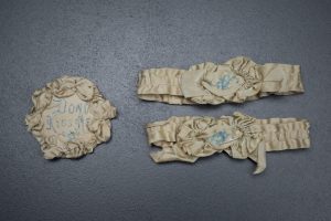 Hand painted silk bridal garters, c.1890s, USA. Photography by Tigz Rice Studios. From The Underpinnings Museum Collection.