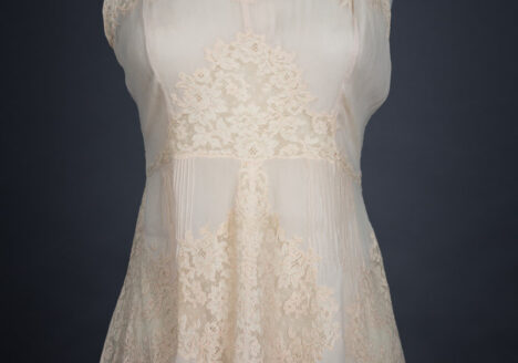 Silk & Lace Appliqué Trousseau Short Slip, c. 1930s, Great Britain Photography by Tigz Rice Studios. From The Underpinnings Museum collection.
