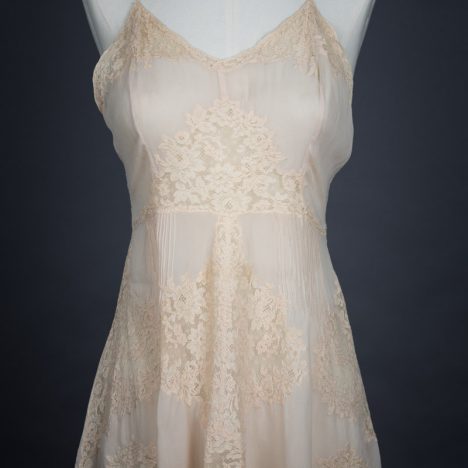 Silk & Lace Appliqué Trousseau Short Slip, c. 1930s, Great Britain Photography by Tigz Rice Studios. From The Underpinnings Museum collection.