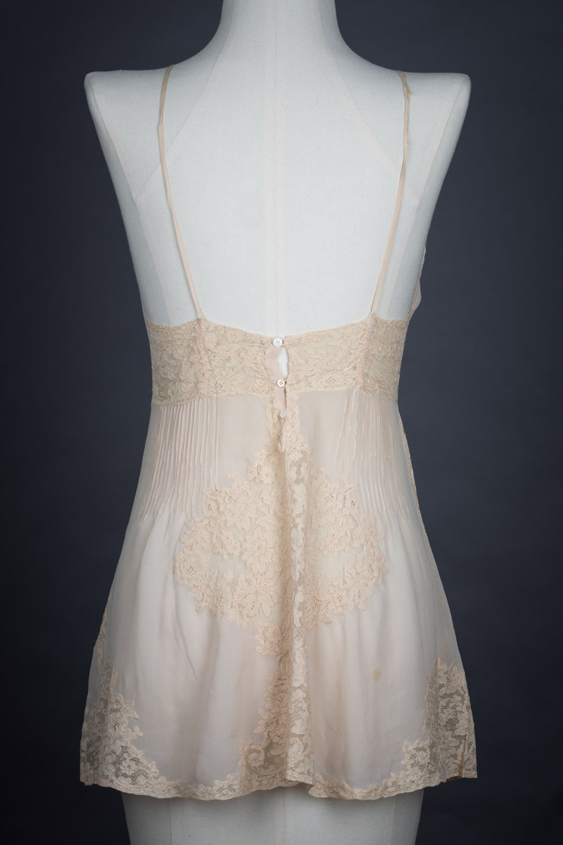 Silk & Lace Appliqué Trousseau Short Slip, c. 1930s, Great Britain Photography by Tigz Rice Studios. From The Underpinnings Museum collection.
