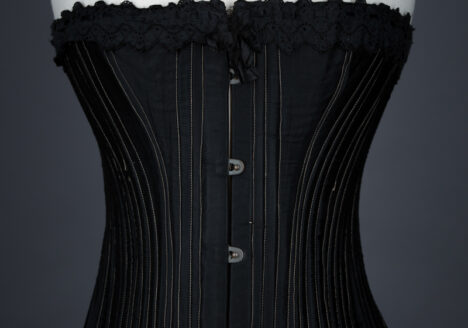 Black cotton working woman's corset, c.1900, Great Britain. The Underpinnings Museum, Photo by Tigz Rice