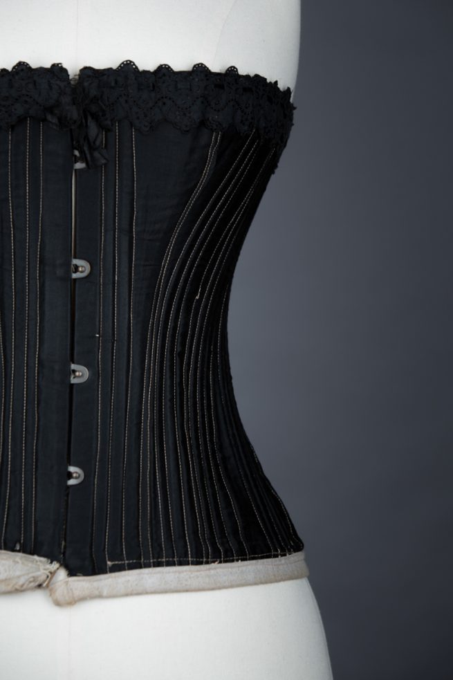 Black Cotton Heavily Boned Working Woman s Corset The Underpinnings 