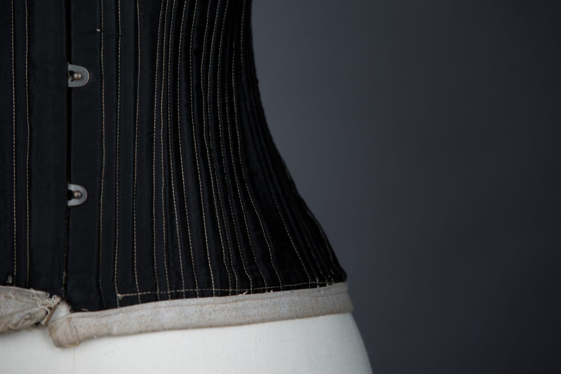 Black Cotton Heavily Boned Working Woman s Corset The Underpinnings 