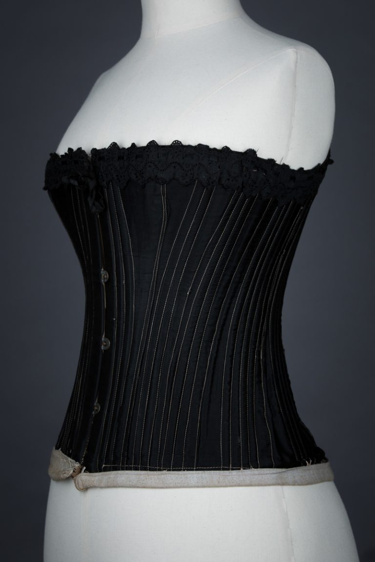 Black Cotton Heavily Boned Working Woman s Corset The Underpinnings 