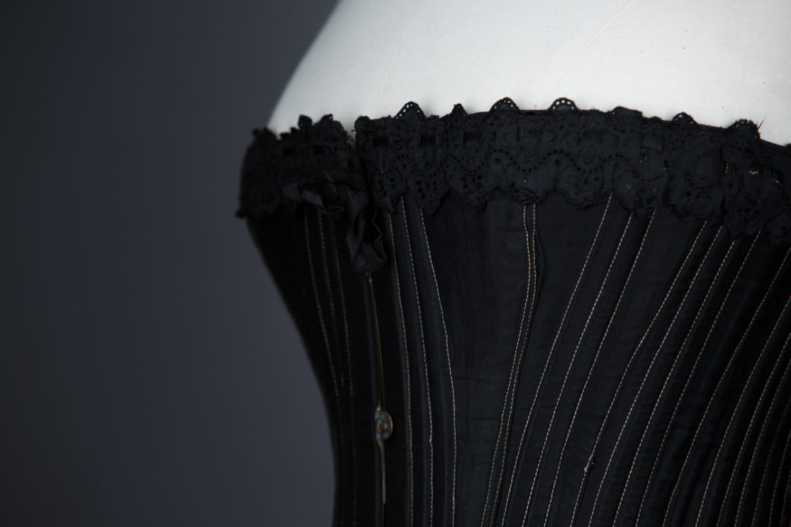 Black Cotton Heavily Boned Working Woman s Corset The Underpinnings 