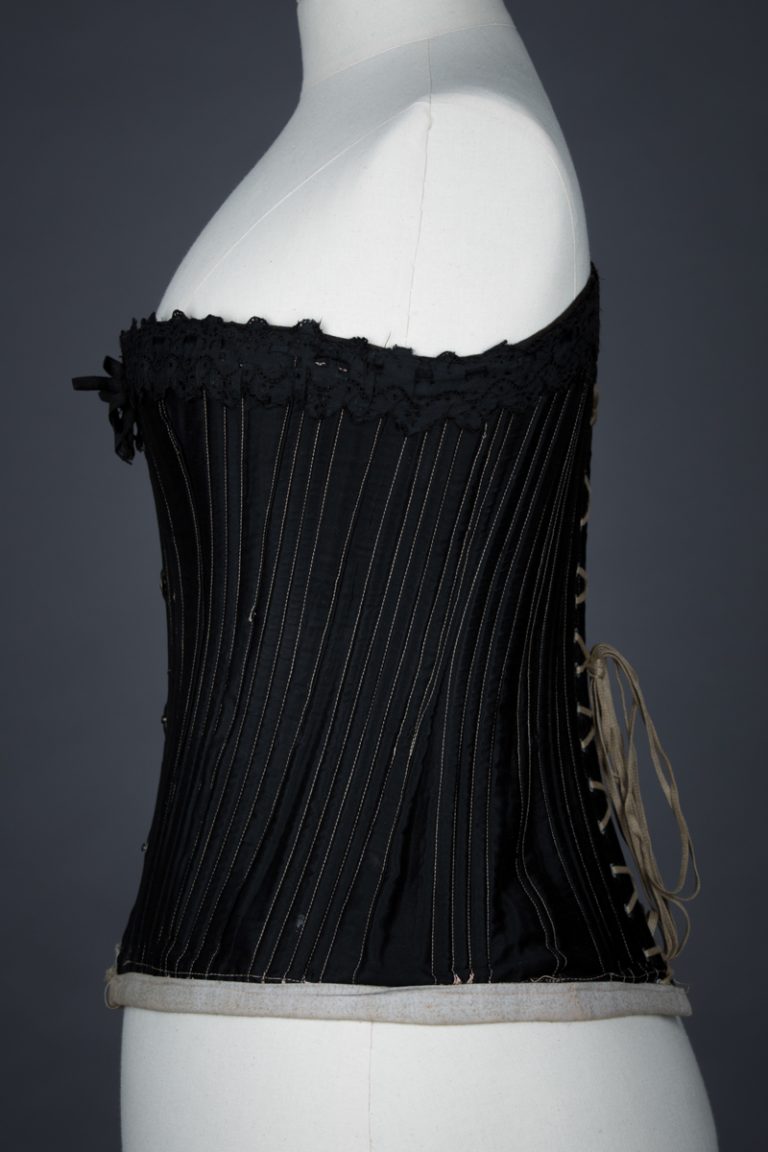 Black Cotton Heavily Boned Working Woman s Corset The Underpinnings 