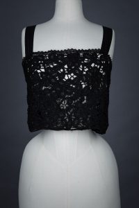 Black Lace Corset Cover, c. 1910s. The Underpinnings Museum. Photography by Tigz Rice