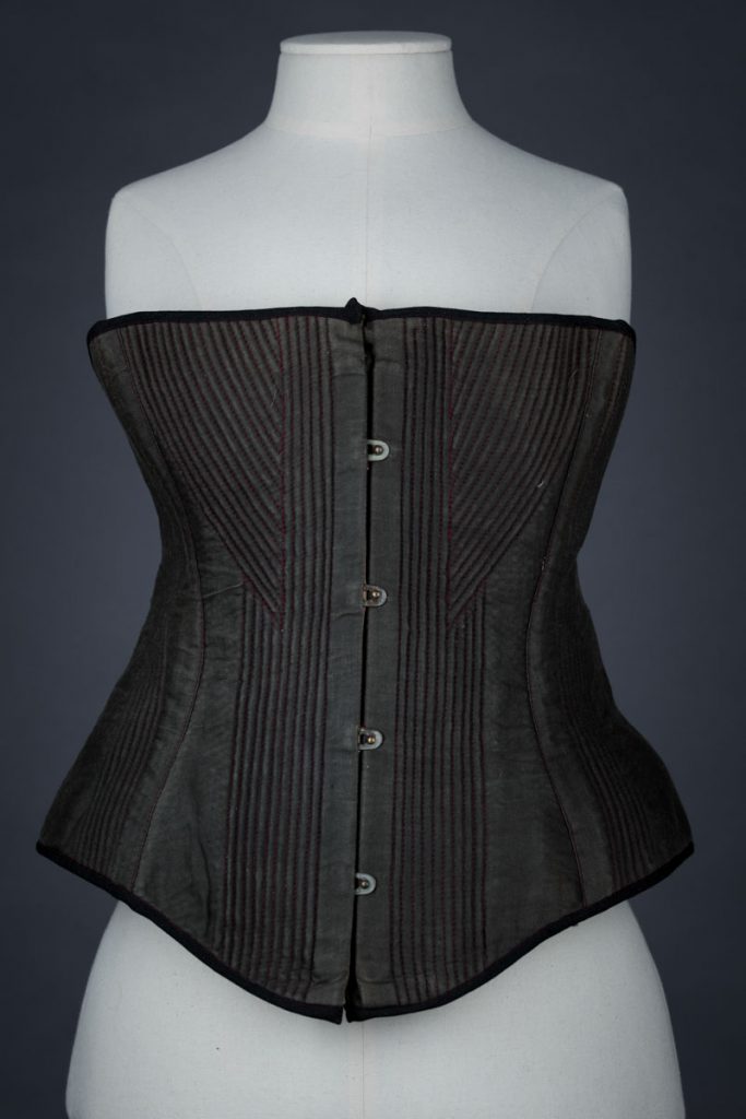 Contrast stitched corded corset, c. 1860s, France From The Underpinnings Museum Collection Photography by Tigz Rice