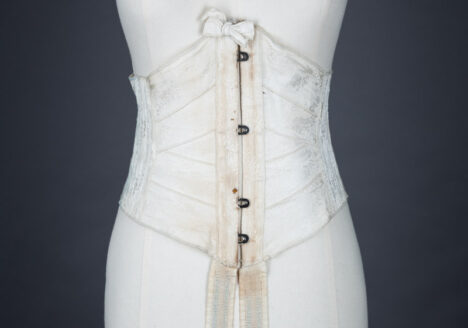 Overlocked Floral Jacquard Weave Ribbon Corset, c. 1900, Great Britain. The Underpinnings Museum. Photo by Tigz Rice