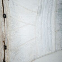 Overlocked Floral Jacquard Weave Ribbon Corset, c. 1900, Great Britain. The Underpinnings Museum. Photo by Tigz Rice