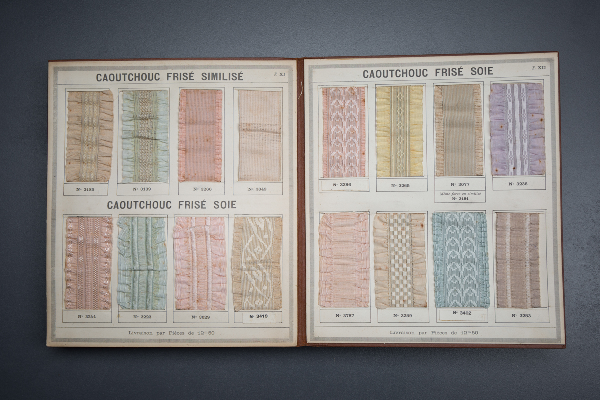 'Lacets Et Tissus Elastiques No 23' Elastic Trim Catalogue, c. 1900s, France Photography by Tigz Rice Studios From The Underpinnings Museum collection