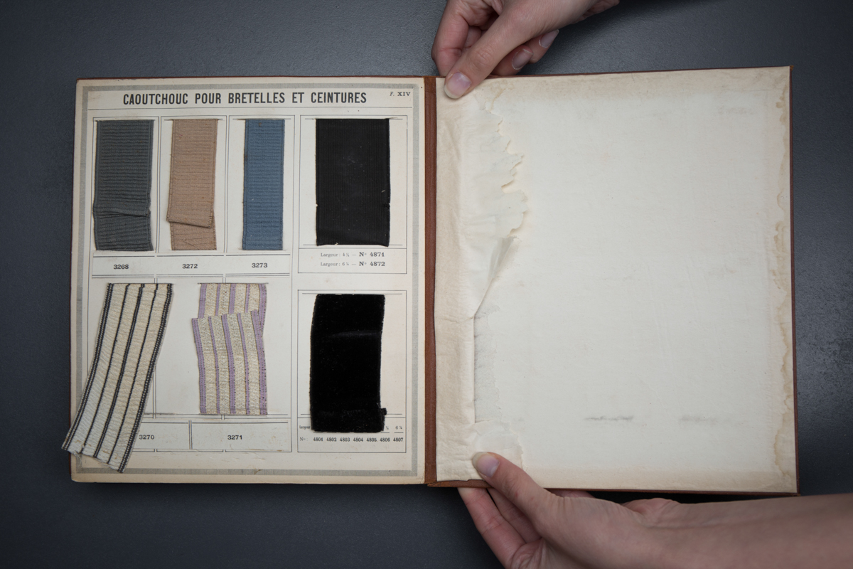 'Lacets Et Tissus Elastiques No 23' Elastic Trim Catalogue, c. 1900s, France Photography by Tigz Rice Studios From The Underpinnings Museum collection