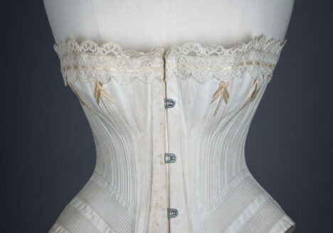 Corded corset with flossing embroidery by S&S, c. late 1880s, Great Britain From The Underpinnings Museum collection Photography by Tigz Rice
