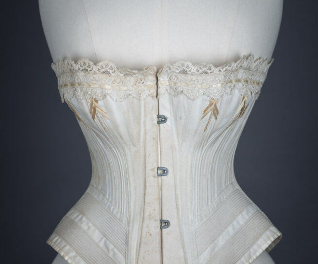 Corded corset with flossing embroidery by S&S, c. late 1880s, Great Britain From The Underpinnings Museum collection Photography by Tigz Rice