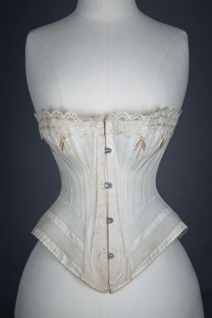 Corded corset with flossing embroidery by S&S, c. late 1880s, Great Britain From The Underpinnings Museum collection Photography by Tigz Rice
