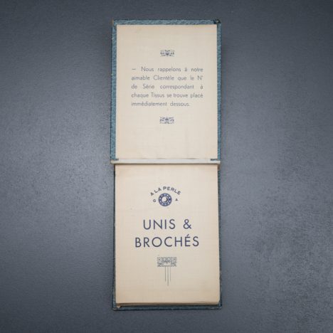 A La Perle 'Unis Et Brochés' Lingerie Fabric Catalogue, c. 1930s, France Photography by Tigz Rice Studios From The Underpinnings Museum collection