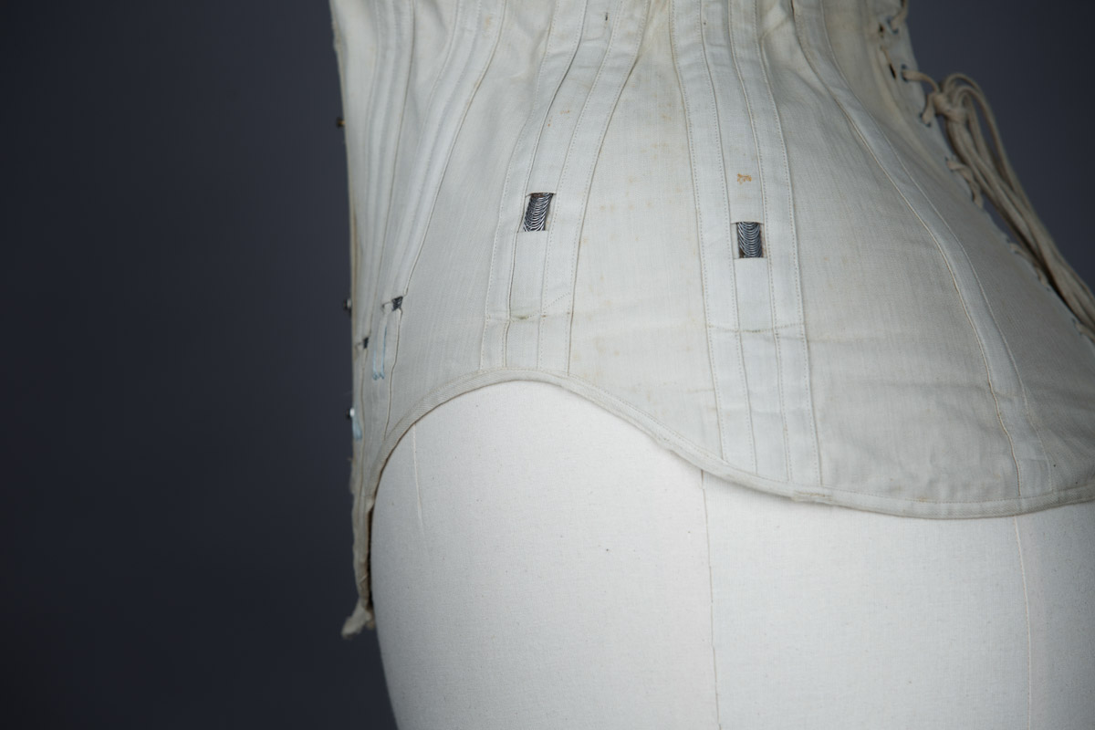 Cotton corset with cording and exposed spiral steel boning, c. 1900-5, Denmark. From The Underpinnings Museum collection. Photography by Tigz Rice