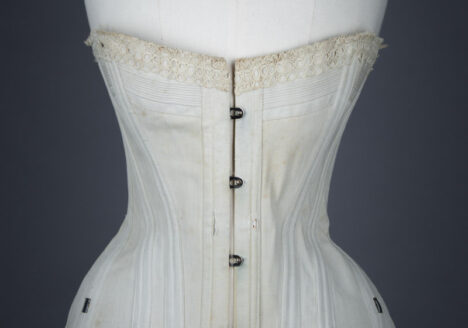 Cotton corset with cording and exposed spiral steel boning, c. 1900-5, Denmark. From The Underpinnings Museum collection. Photography by Tigz Rice
