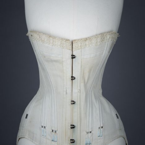 Cotton corset with cording and exposed spiral steel boning, c. 1900-5, Denmark. From The Underpinnings Museum collection. Photography by Tigz Rice